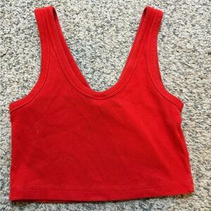 Wild Fable V-Neck Red Ribbed Top